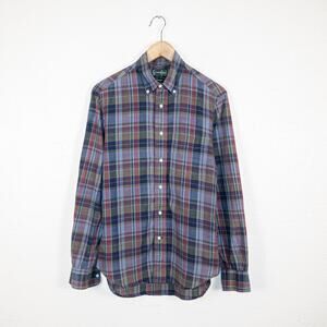 Gitman Bros Vintage Men's Button Down Shirt Purple Navy Plaid Cotton Small